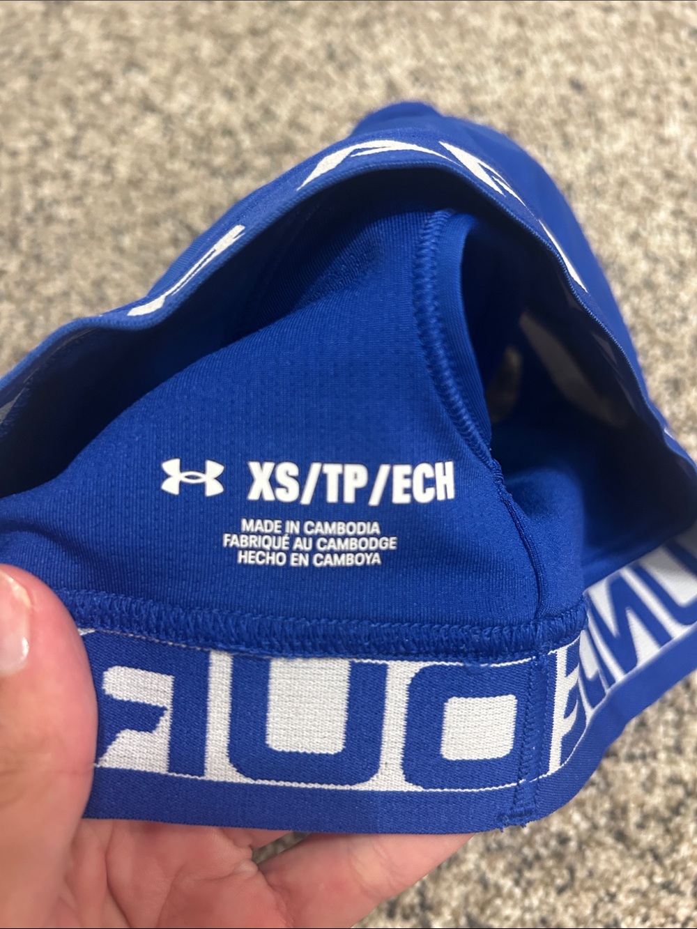 Under Armour White Tank with Blue Sports Bra and Blue Shorts Set - Picture 7 of 11